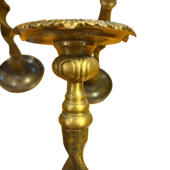 Set of 3 Vintage Maitland Smith Bronze & Brass Barley Twist Candle Holders Decor - Picture 5 of 5